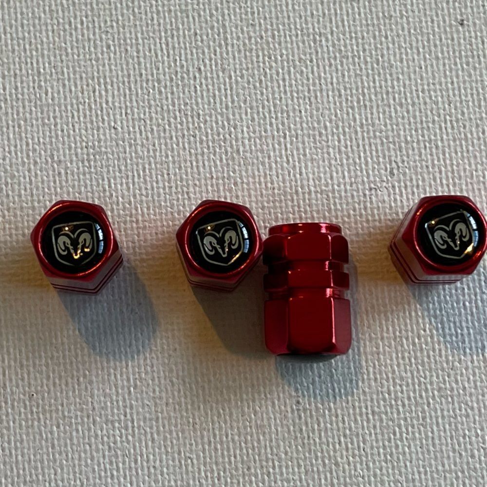 Dodge Logo Valve Stem Caps in Red set of 4 NWT